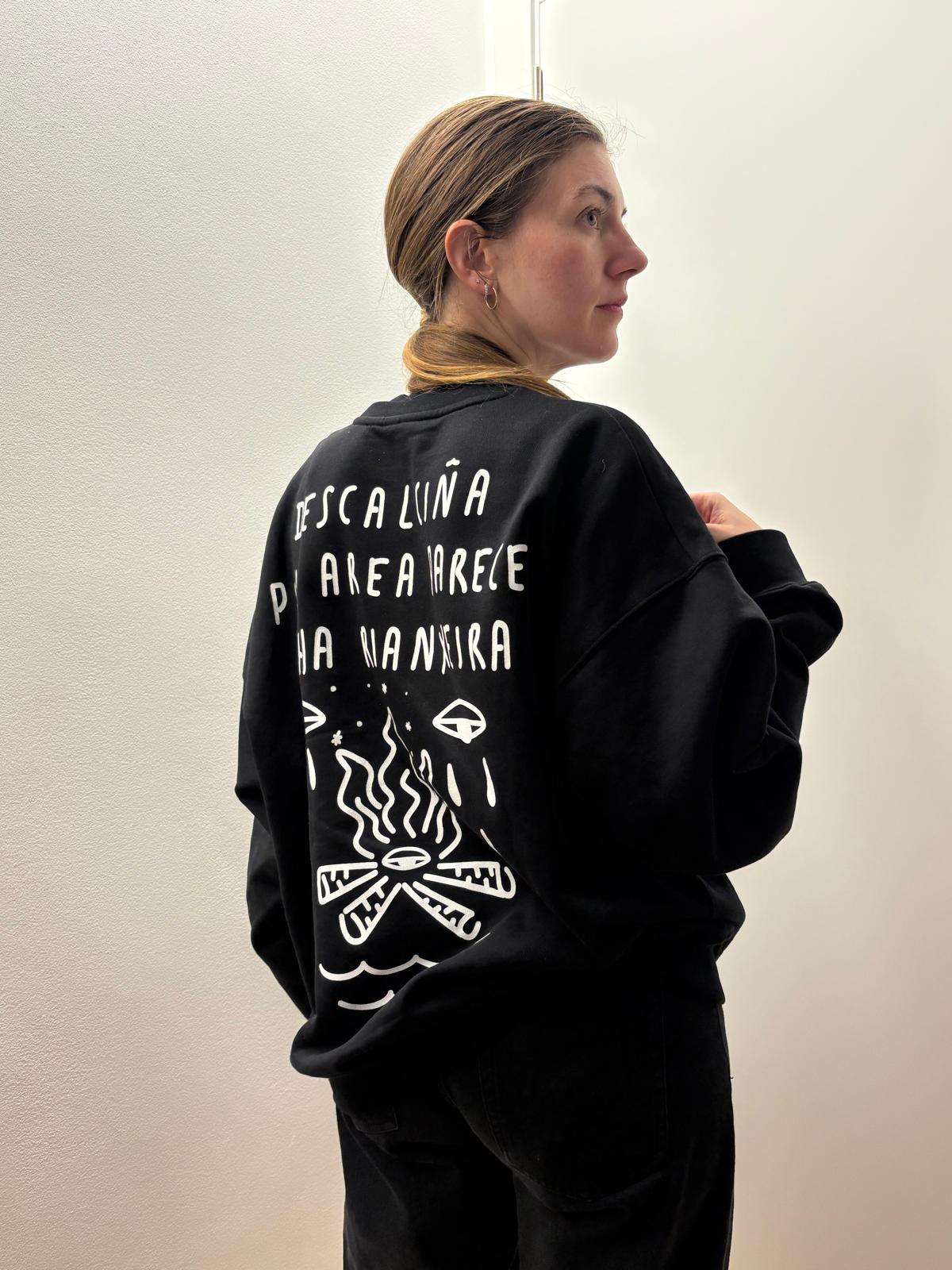 Sudadera negra rianxeira SIN capucha