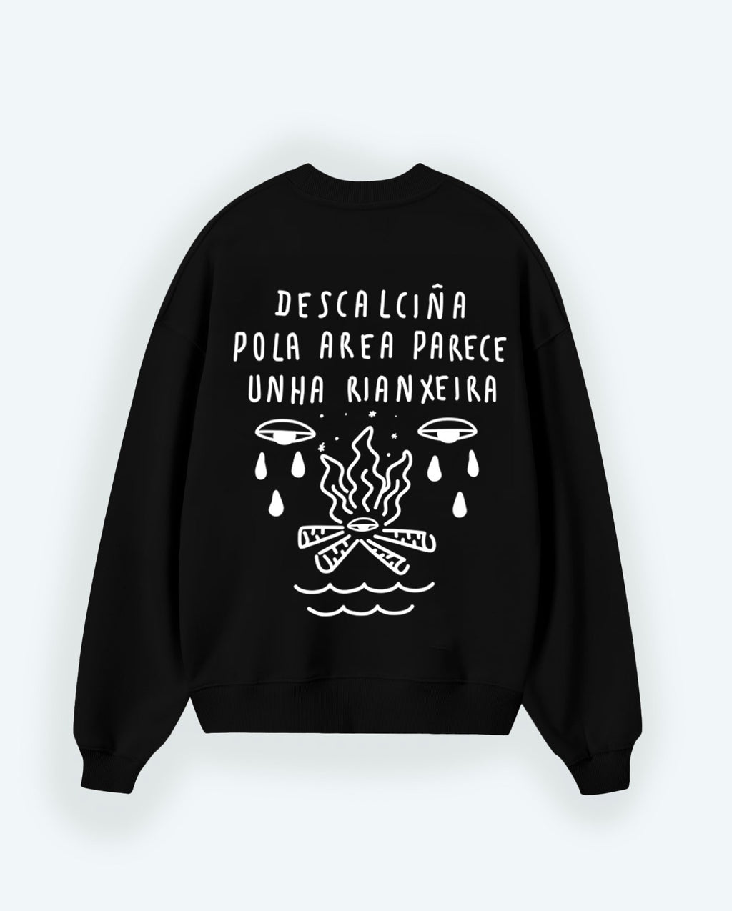 Sudadera negra rianxeira SIN capucha